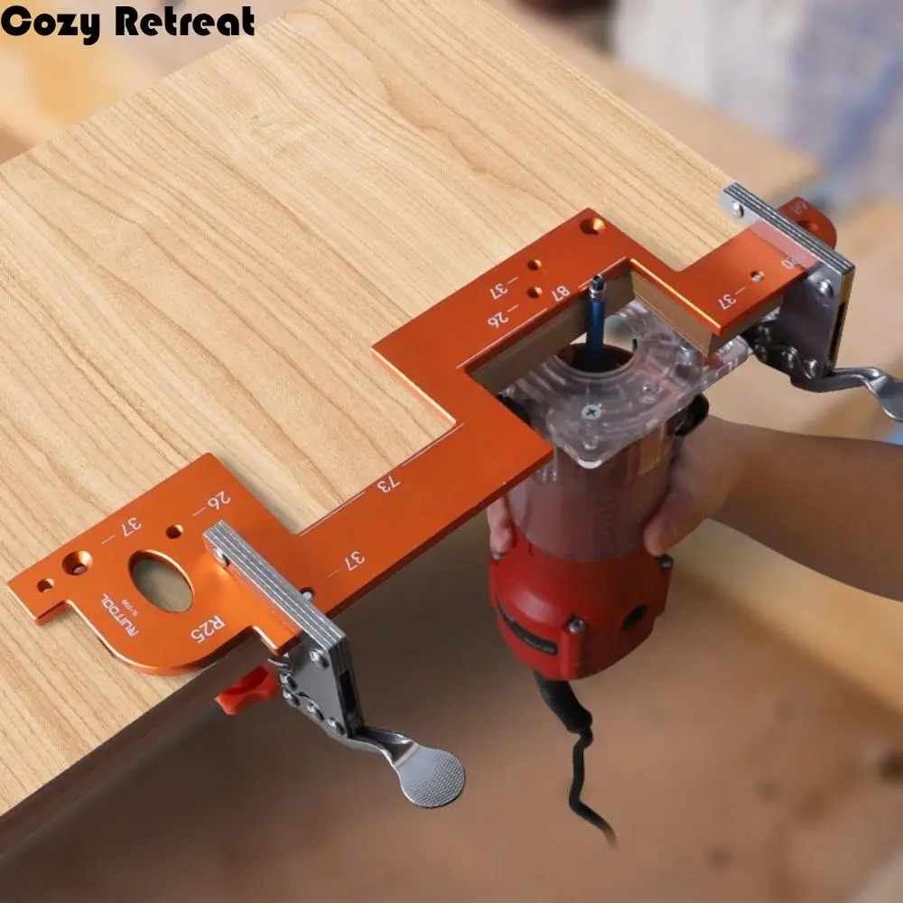 

Muiti Size Adaptation Cabinet Door Slotted Template Aluminum Alloy R20/R25 Arc Angle No Handle Slotting Mold Invisible