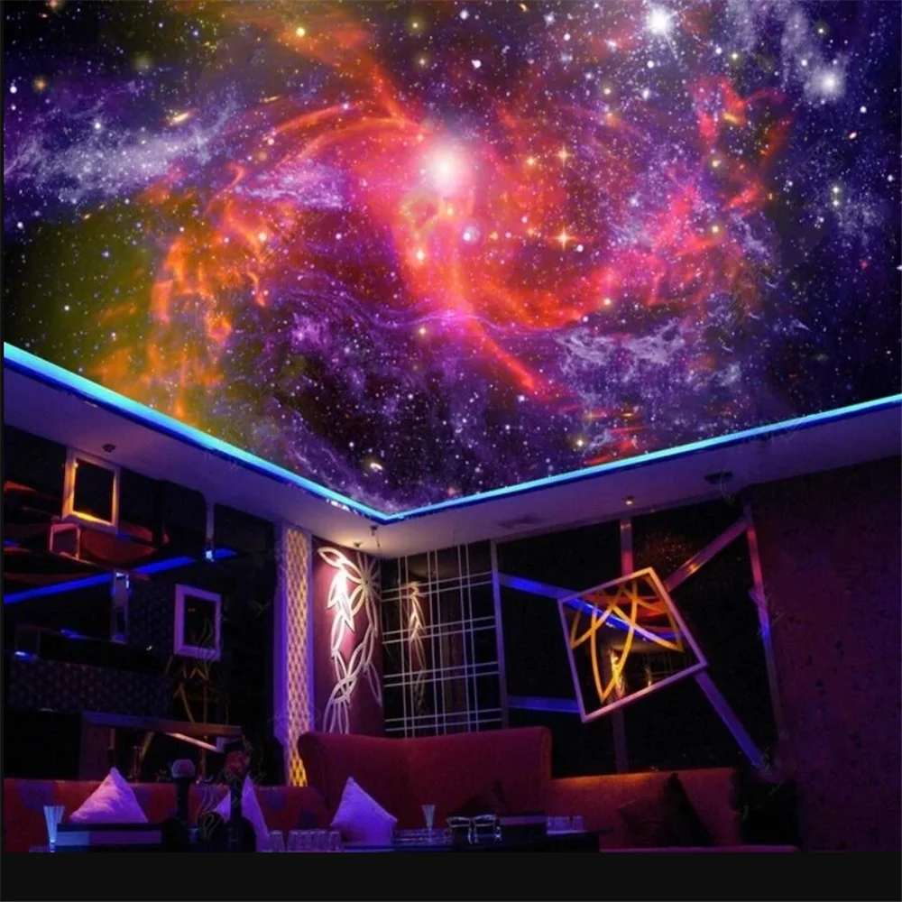 Custom 3d wallpaper Starry galaxy universe night sky stars black hole zenith ceiling background painting papel de pare Stickers