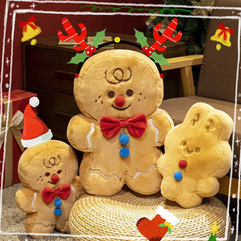 

Cute Cartoon Gingerbread Man Plush Gingerbread Pillow Doll Christmas Soft Stuffed Plushie Toy Home Decor Xmas Gift For Boy Girls