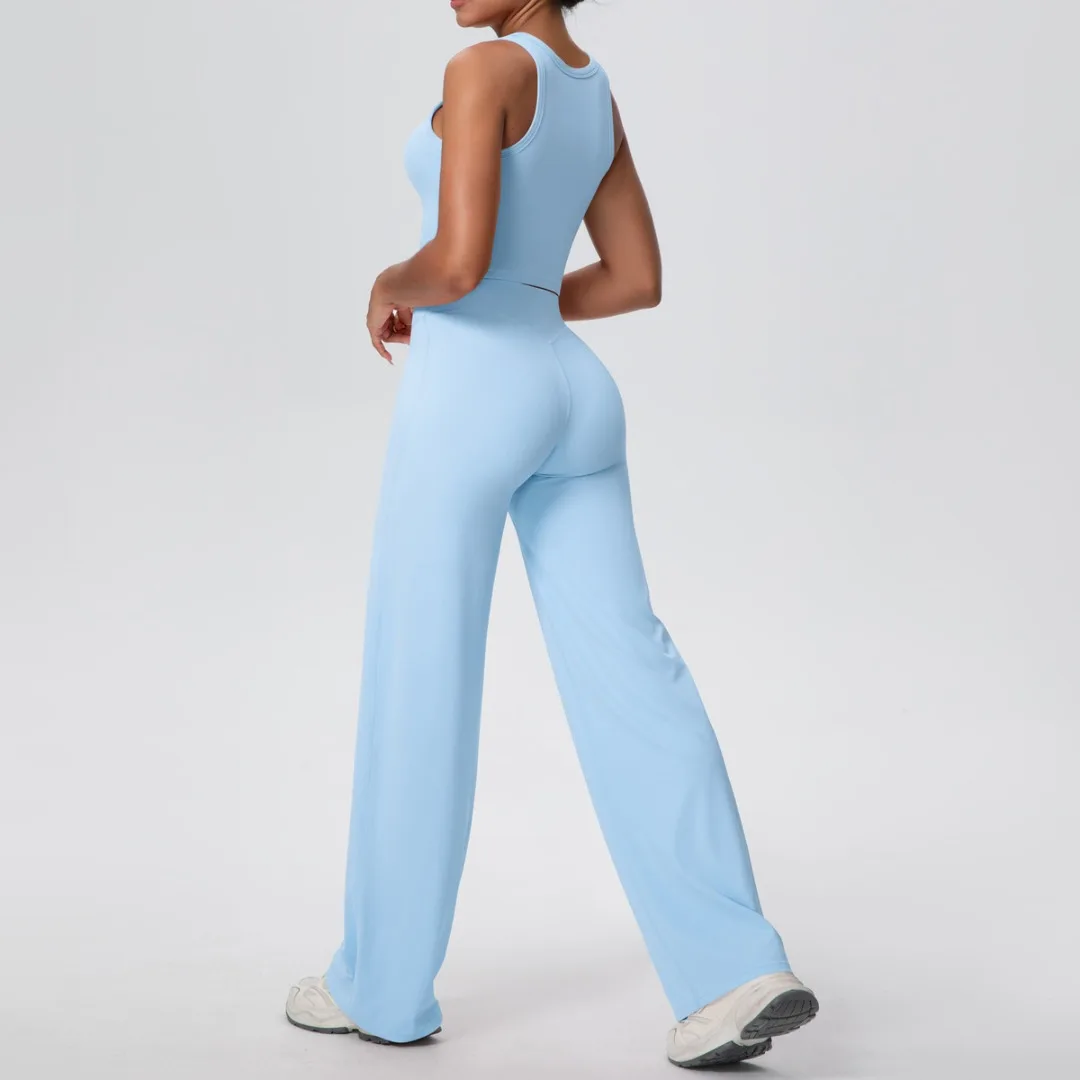 

Straight-leg Pants Yoga Sets High Waist Hip Lift Slim Quick-Dry Pants Sets Running Casual Fitness Workout Clothes Gym Tracksuit