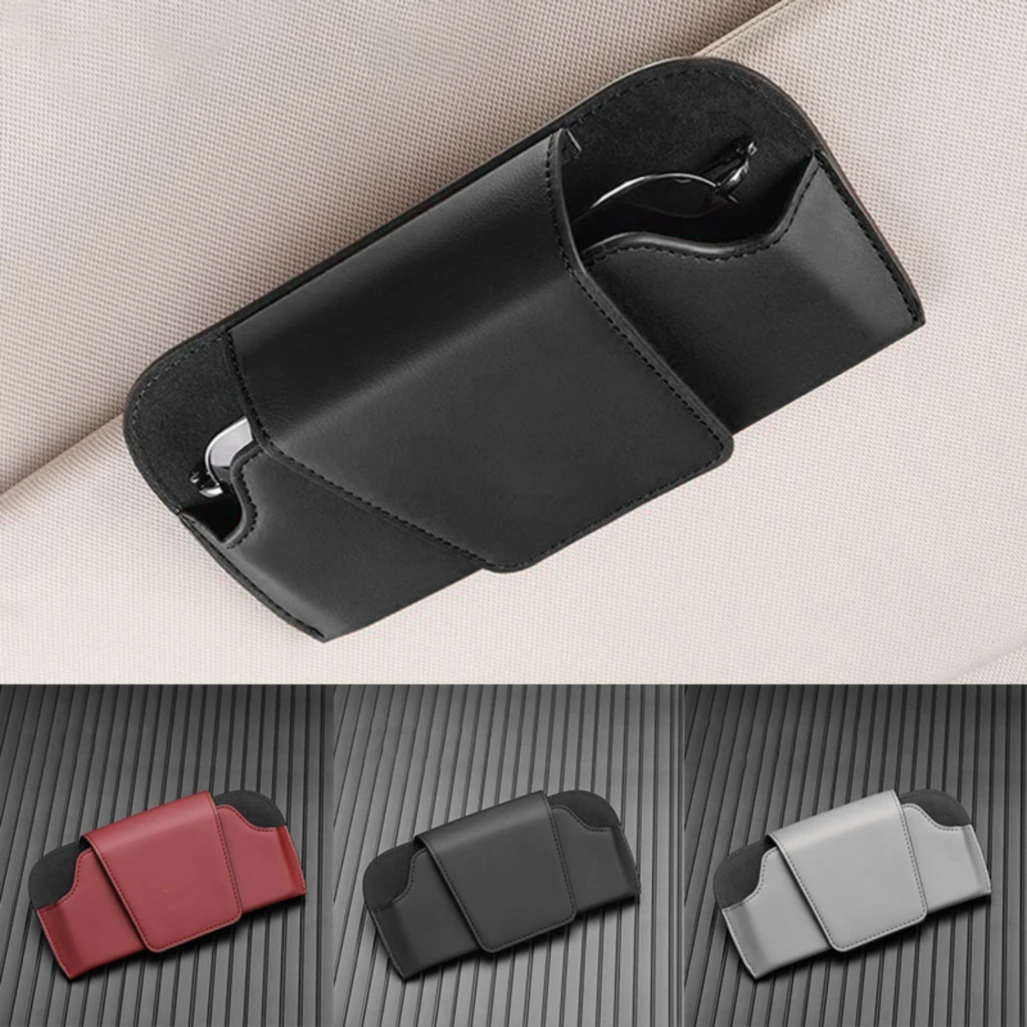 

Stylish and Convenient Car Mounted Glasses Box for the Fashion-Forward Driver, Handy and Stylish Sun Visor Sunglasses Clip, Effi