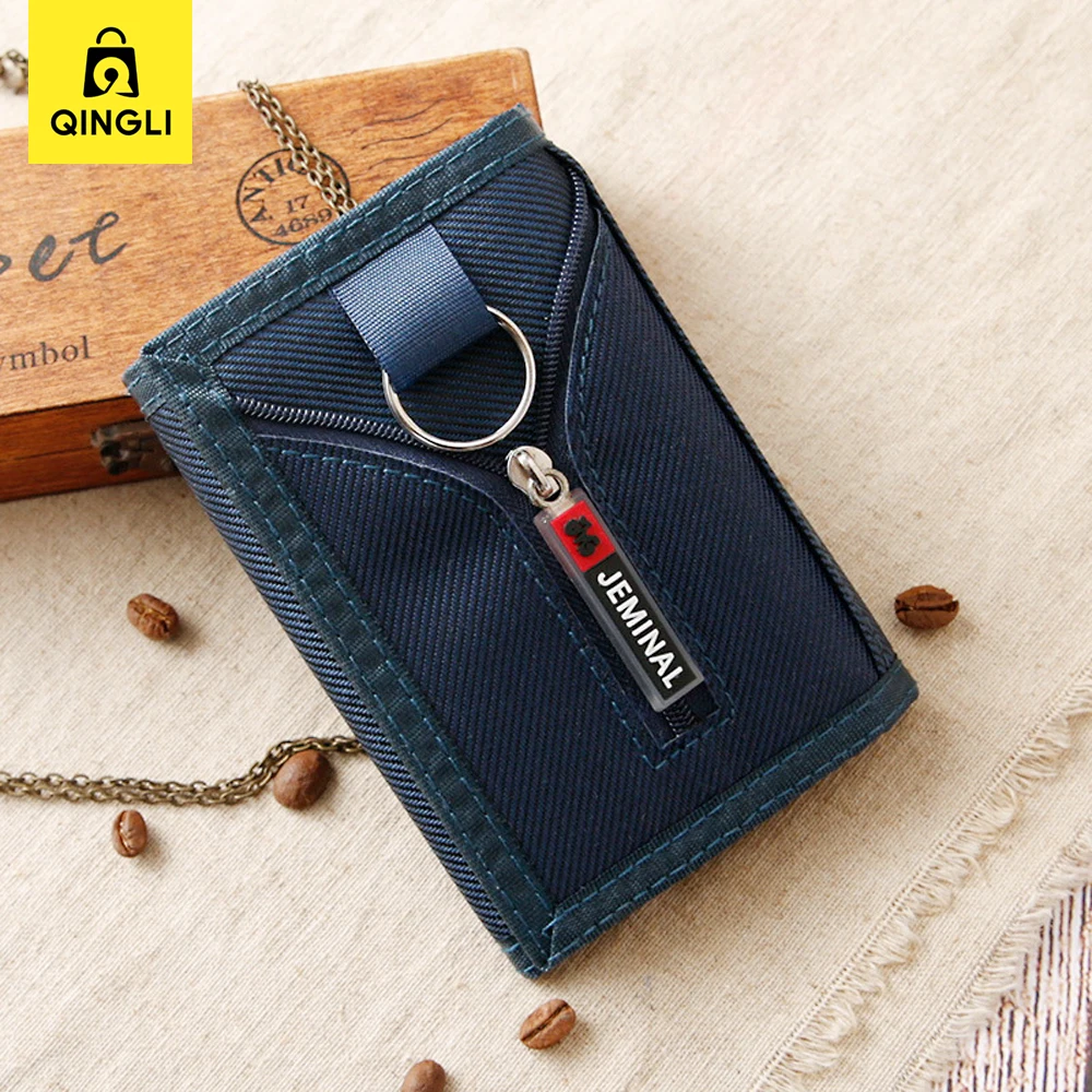New Retro Canvas Wallet for Men Outdoor Sports Wallets Women\'s Bank Credit Card Bag with Key ring HOOk&LOOP Zipper Coin Purse