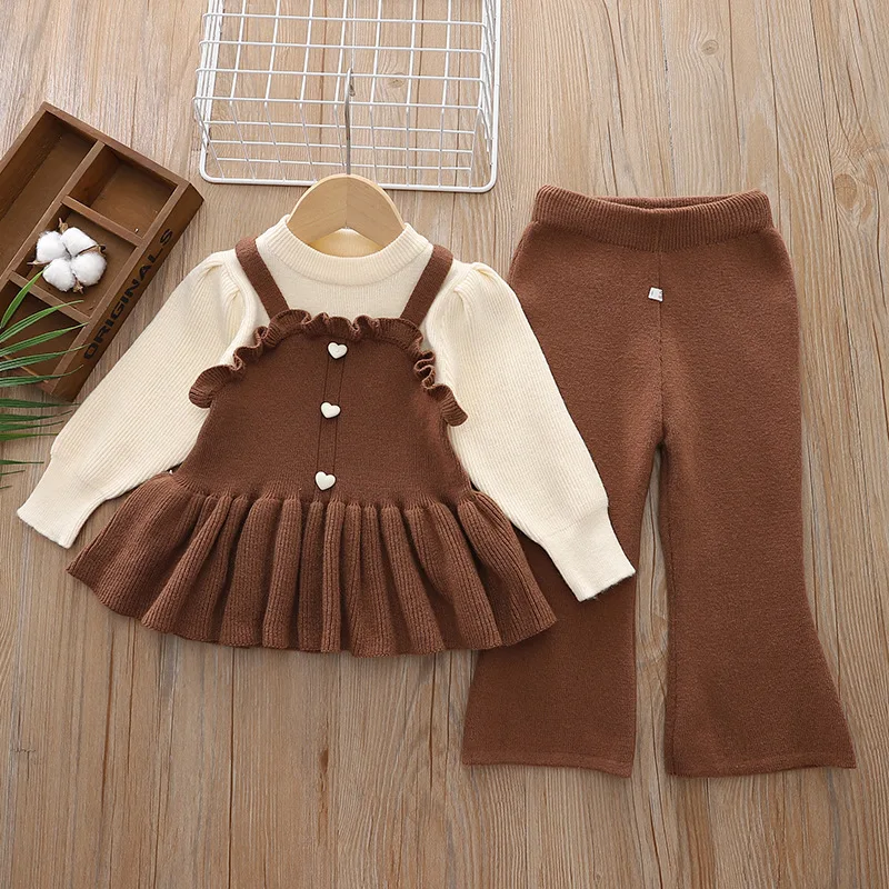 

Girls Knitted Clothing Sets Autumn Winter Children Woolen Sweater Coats Pants 2pcs Party Suit For Baby Christmas Costume Kids 5Y