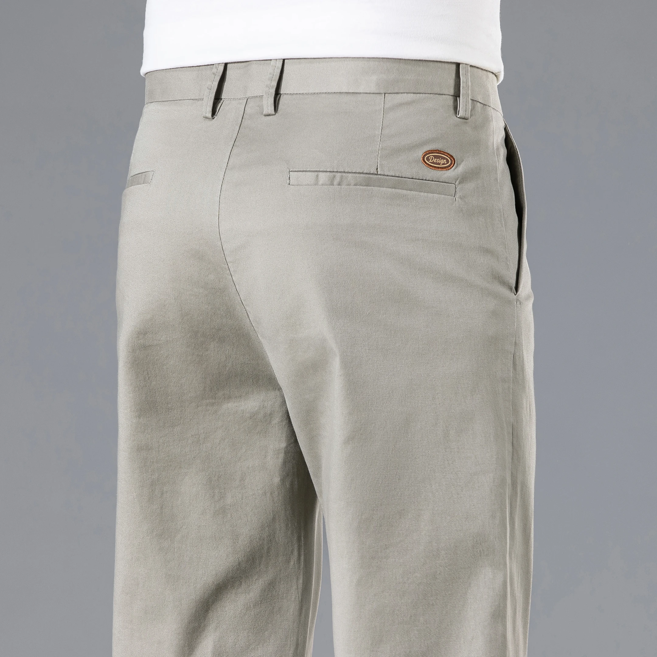 2026 Summer Men's Lightweight Straight Trousers Classic pocket armband branded apparel cotton stretch fit thin casual pants