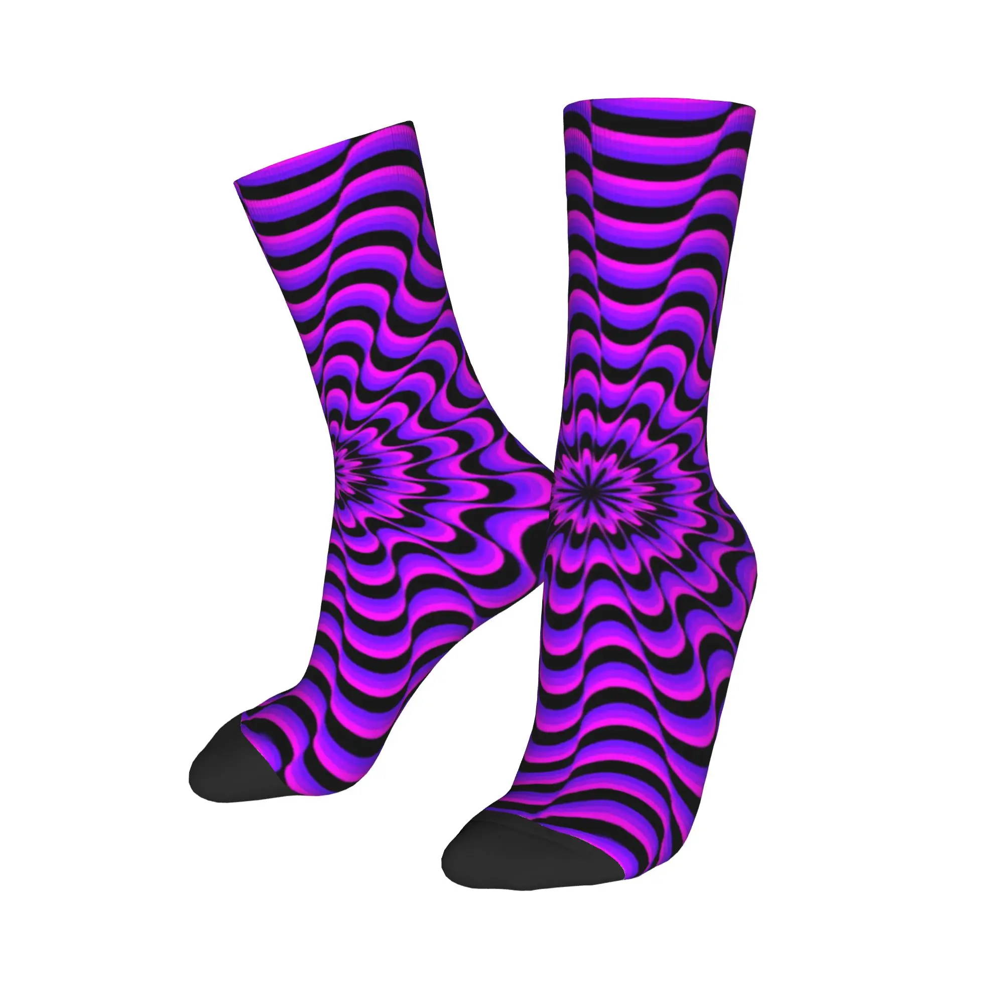 Retro Lila Spiralförmige Trippy-Muster Socken Lustige Strümpfe Herbst Rutschfeste Paar-Socken Warme Weiche Grafik-Outdoor-Socken