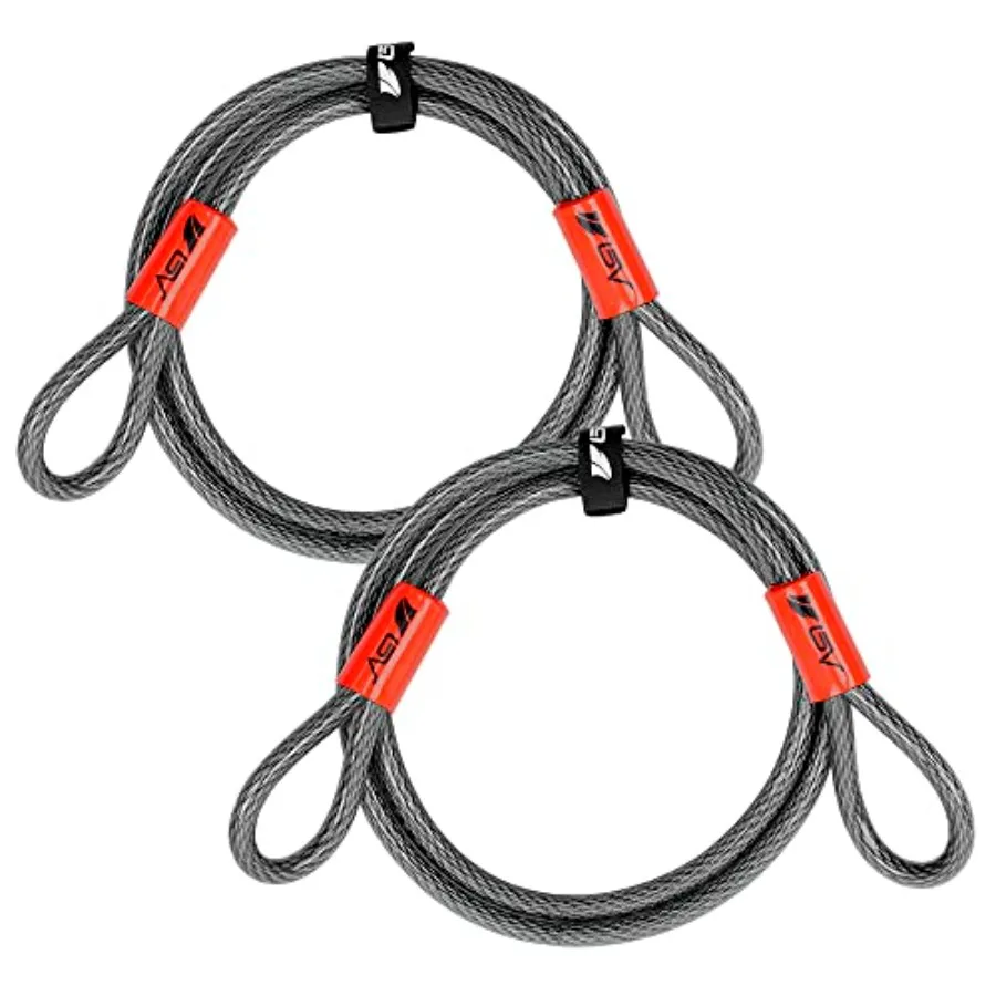 

7FT Heavy-Duty Security Cable with Loops-10mm Cut-Resistant Braided Steel Cable-Weatherproof Padlock Chain Lock for Outdoor Use