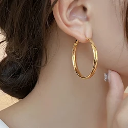 2024 Elegant Retro Thick Round Circle Earrings for Women Simple Metal  Big Hoop Earrings Wedding Engagement Aesthetic Jewelry