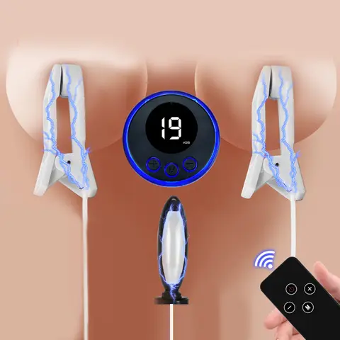 Electric Shock Nipple Clamps Breast Massager Stimulator BDSM Toys Bondage Clitoris Labia Clamp Slave Sex Toys Women Adult Games