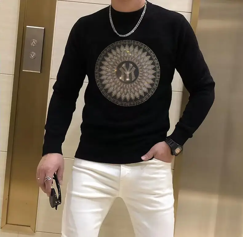 Herren pullover Drop Shipping Marke Designer-Stil Strass Kleidung Langarm Mode Pullover