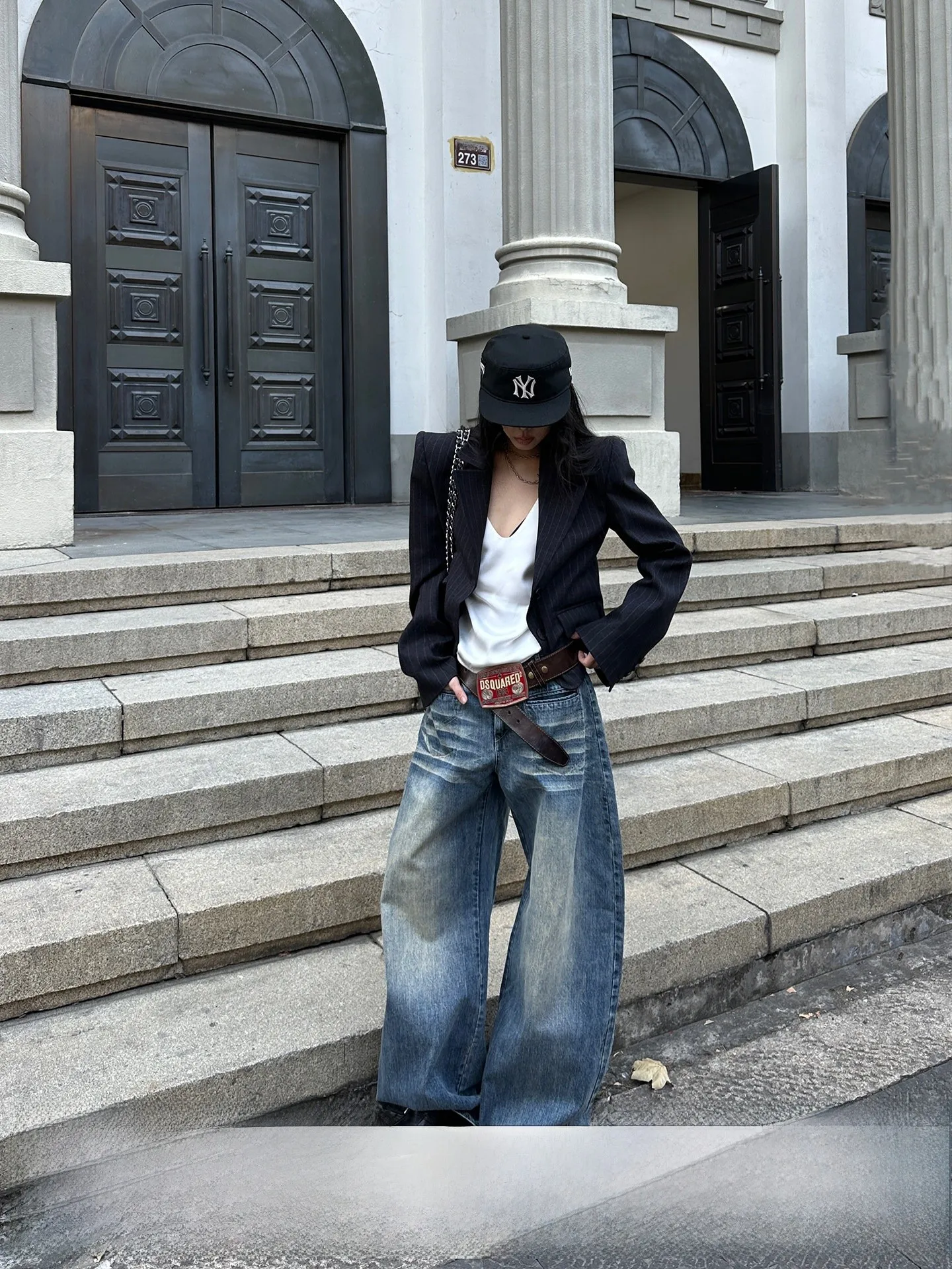

Warden Blue Washed Wide Leg Jeans Women Loose Low Waist Long Pants Casual Style Spring Season Cotton Fabric Zipper Fly