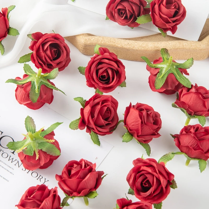 10 Stück Künstliche Blumen DIY Süßigkeitenbox Heimdekoration Festliche Dekorative Kränze Hochzeitsfeier Garten Rosenbogen Seiden-Handgelenkdekoration für Bräute – Detail 1