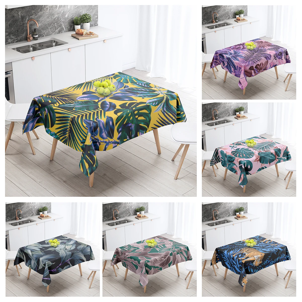 Home tablecloths dining decoration and rectangular table accessories waterproof cloth Anti-stain restaurant Nordic plant flower