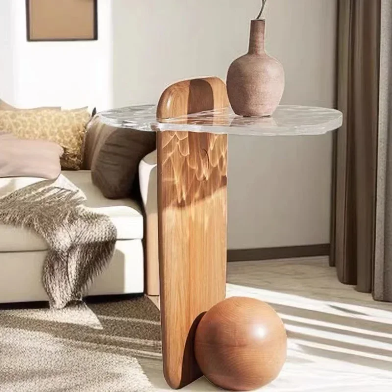 

Nordic Floor Lamp Solid Wood Side Table Modern Minimalist Guest High Pole Living Room Sofa Small Coffee Table