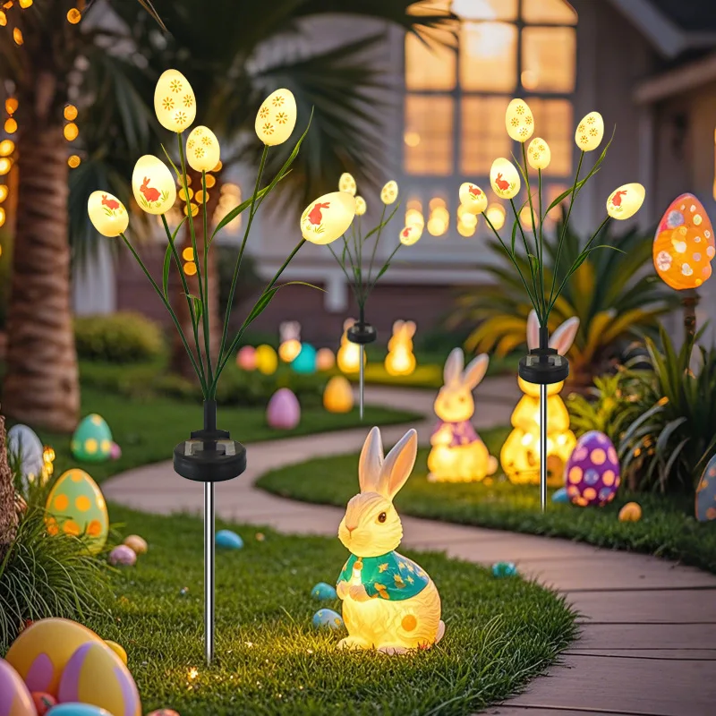 Solar powered Easter egg light string waterproof LED courtyard decoration floor mounted lawn light, outdoor festive atmosphere