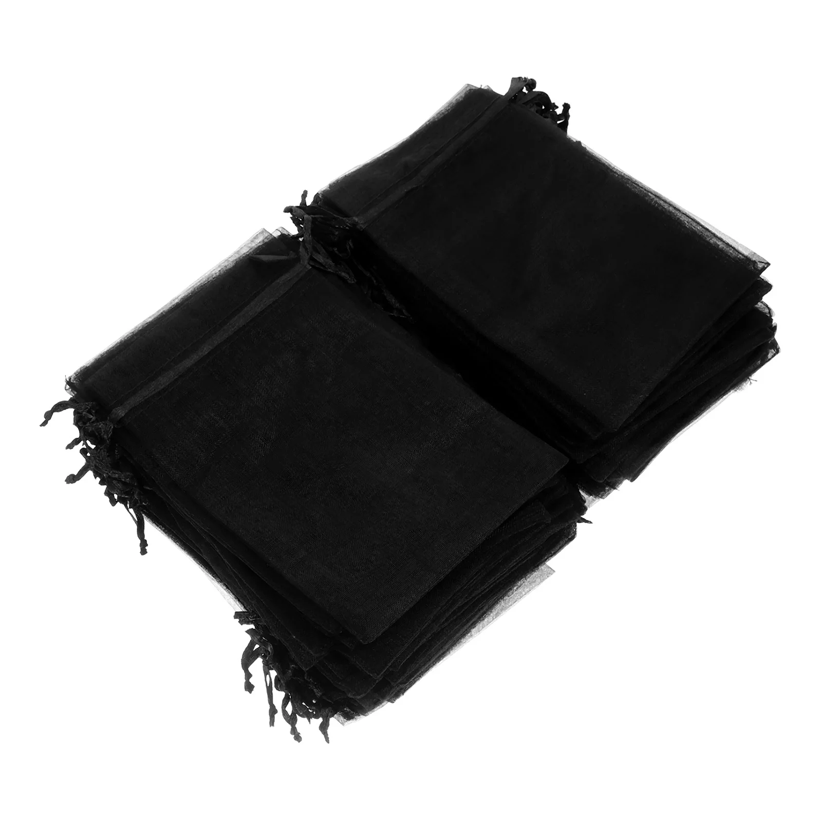 

100Pcs Black Sheer Organza Drawstring Bags Jewelry Pouches Wedding Favor Candy Party Packaging Small Mesh Sack