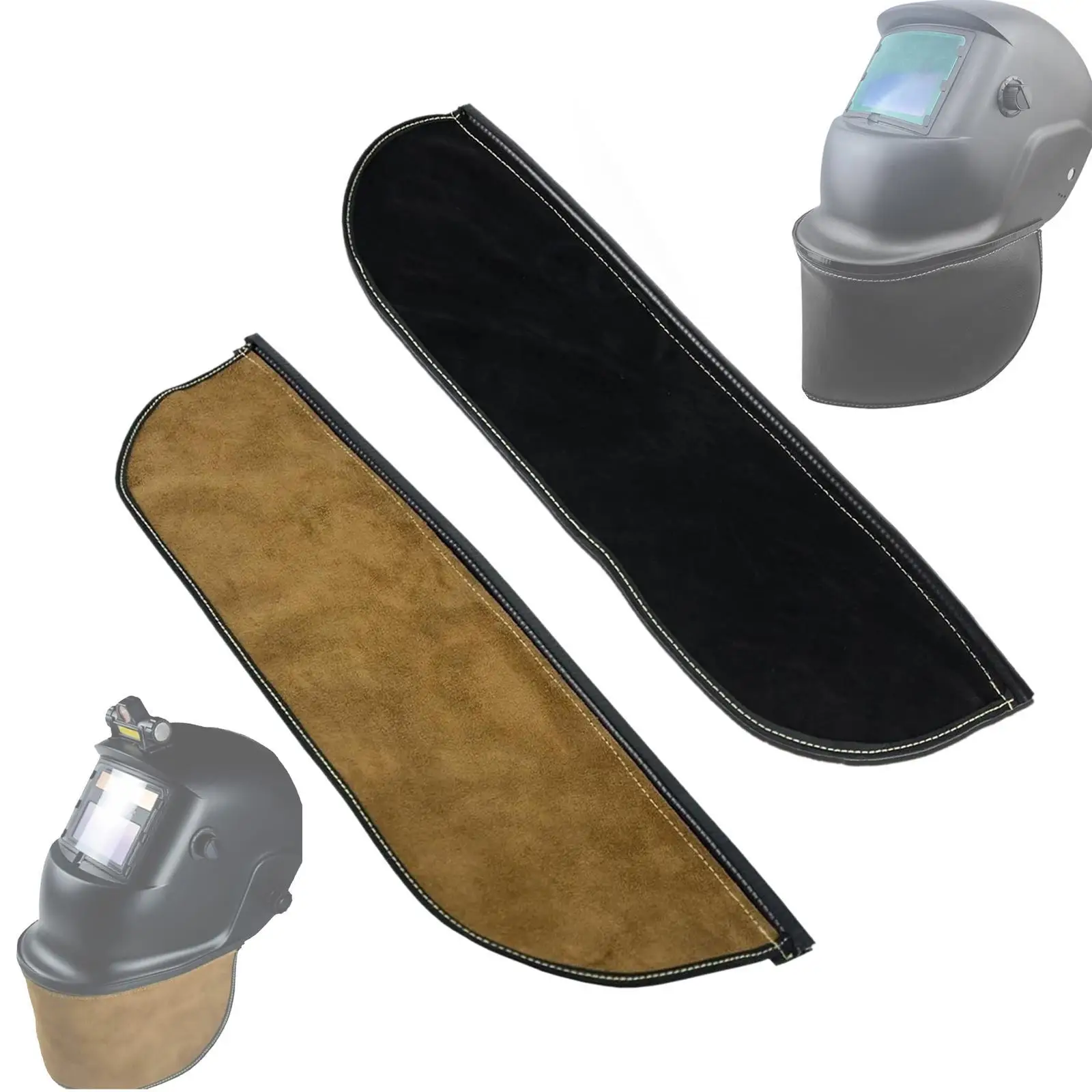 

Welding Neck Guard Wear Resistant Easy Installation PU Leather Fireproof W/ U-shaped Silicone Sealing Edge Neck Wrapping Cloth
