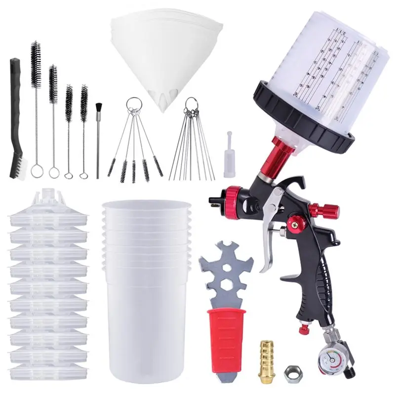 WORTHOWN-Professional 1.3Mm Nozzle Sprayer Gun HVLP Gravity Feed Spray With 600ML Disposable Paint Cup