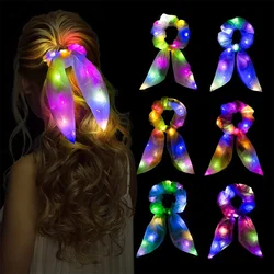 Led Luminous Bands Light Up Hair Bows Scrunchies Girls Headwear Hair Rope Hair Accessories Glow In The Dark Party Supplies