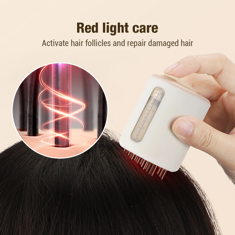 Elétrica Microcorrente Cabeça Scalp Massager Comb, Luz LED, Vibração Massagem, Medicina, Líquido, Óleo Aplicador, Crescimento Do Cabelo, 625nm