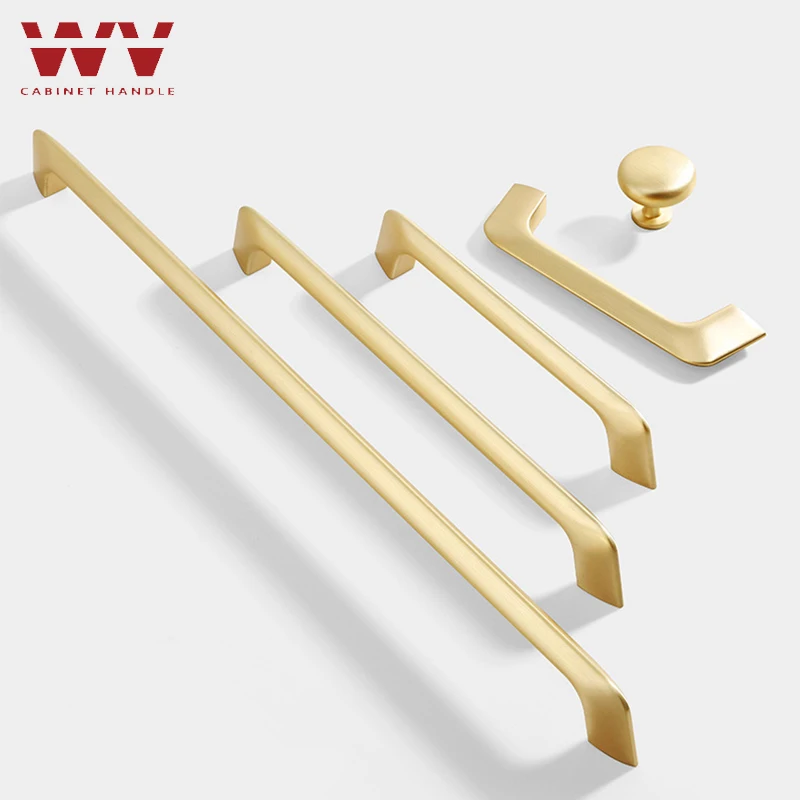 

WV Brass Gold Kitchen Cabinet Storage Handles Cupboard Cabinet Door Modern Handles Gray Drawer Knobs Kitchen Furniture Hardware
