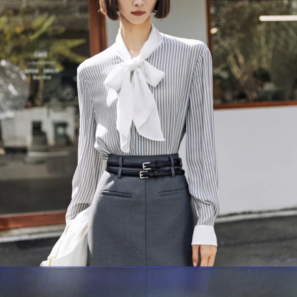 

2026YSING Spring New Anti-Aging irt Casual Sle Long Sve Striped Pattern Women's Comfortable Breathable Faion Top