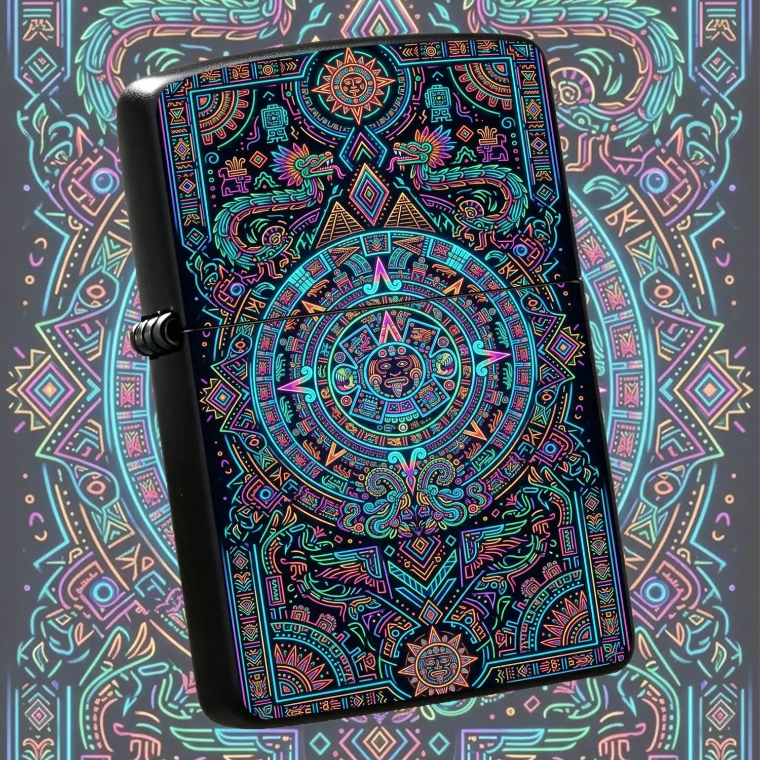 Portable Aztec Neon Totem With Vintage Mayan Sun Pattern Artistic Design, Trendy Decorative Atmosphere Enhancing Item, Practical Gift For Daily Outdoor Gatherings, Unique Delicate Portable Gadget Suitable For All Scenarios, Stylish Creative