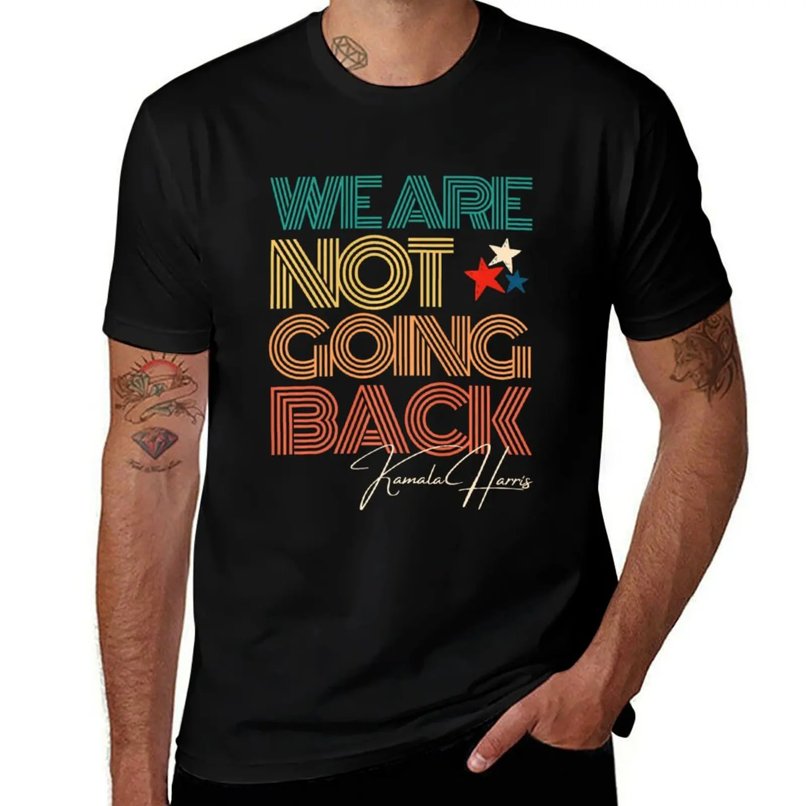 We're Not Going Back Kamala Harris For Madam President 2024, Election Gift T-Shirt Soft Basic Cotton Short Sleeve Tee T-Shirt