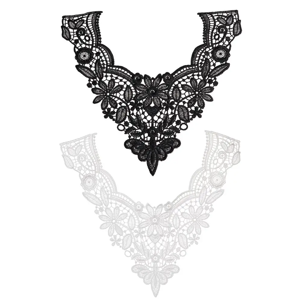 High Quality White Embroidered Lace Collar Neckline Applique Embroidery Sewing On Patches Sewing Lace Fabric Accessories