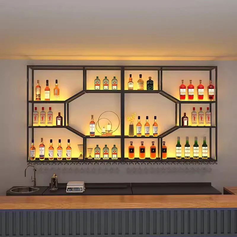 

Modern Unique Club Bar Cabinet Bottle Holder Cocktail Whisky Cellar Wine Cabinet Buffet Shelf Mueble Para Vino Bar Furniture