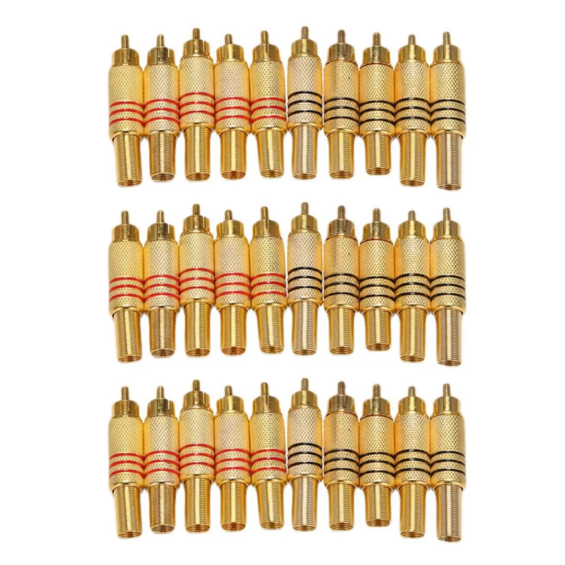 

30Pcs Gold Tone Male RCA Plug Audio Connector Metal Spring Adapter-Y18A