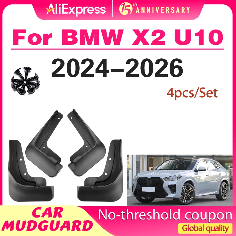 

Car Mud Flaps for BMW X2 U10 iX2 xDrive30 2024~2026 2025 Mudguards Splash Guard Front Rear Part Fender Flare Cover Accessories