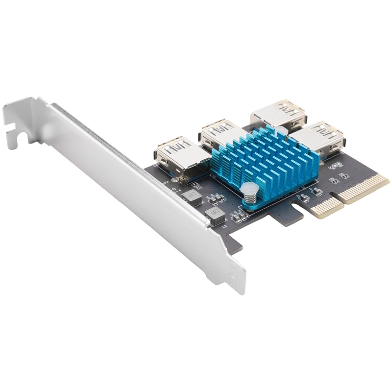 

PCIE 1 To 4 Extender PCI-E To PCI-E Adapter 1 Turn 4 PCI-Express Slot 4X To 1X USB 3.0 Riser Multiplier Card Converter