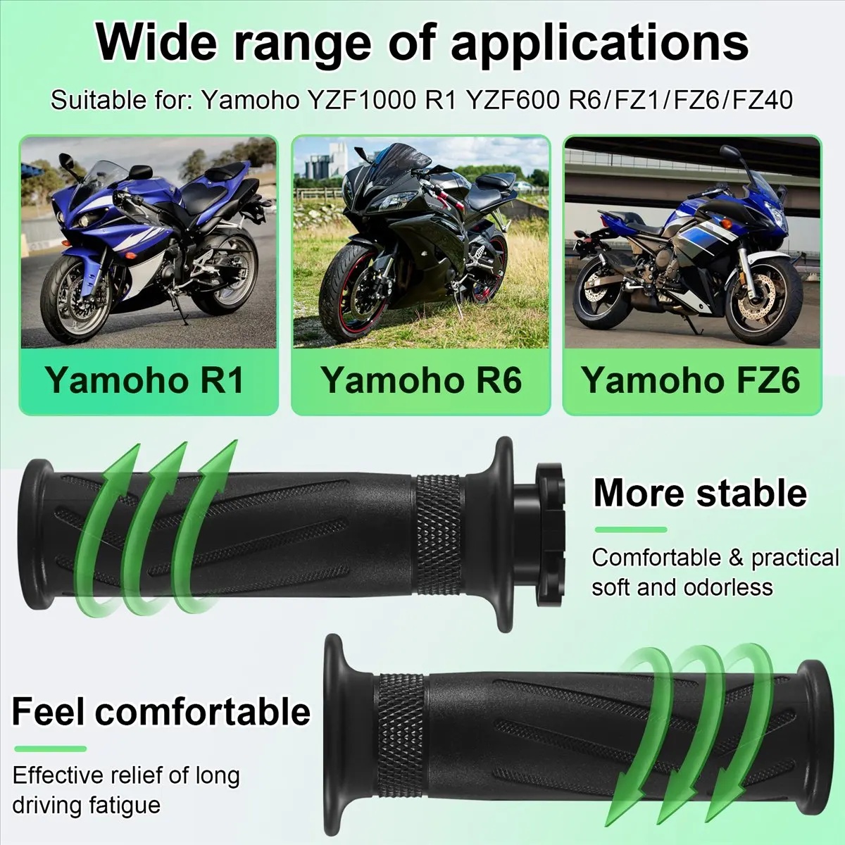 #38R (black)Motorcycle Handlebar Grip for YAMAHA YZF R1 R6 FZ6 FZ1 FZ8 XJ6 MT09,Automotive Parts & Accessories