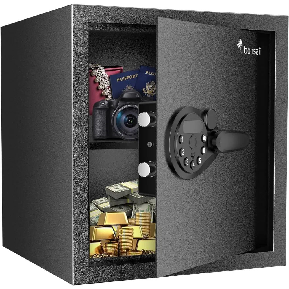 Caja Fuerte de Seguridad Digital Grande de 1.2 Pies Cúbicos con Estante Extraíble para Documentos, Dinero y Joyas