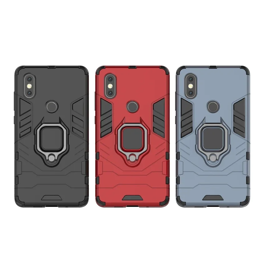 Hybrid Shockproof phone case for xiaomi mi mix 2 / mi mix 2s hard back cover with magnetic car holder armor ring kickstand shell