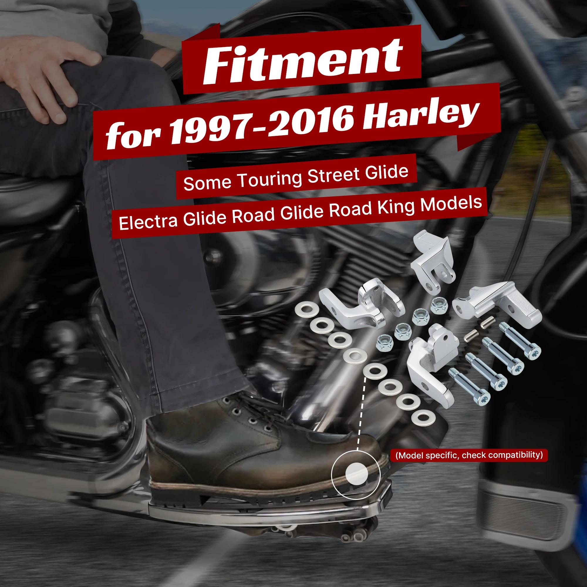 Driver Floorboard Relocation Brackets for Harley 1997-2016 Touring Street Glide Electra Glide Road Glide Road King Models