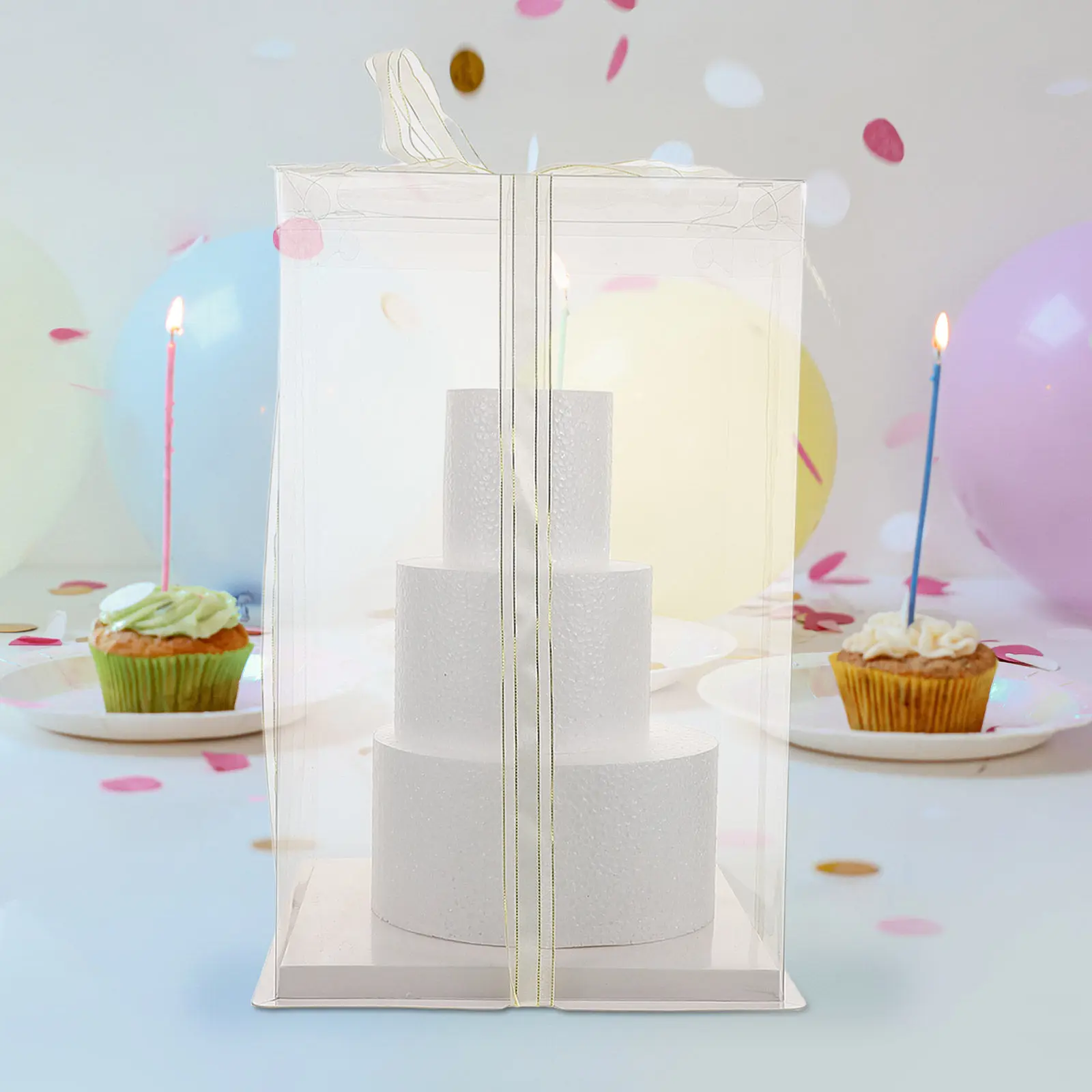 1Set Round Foam Cake Dummies Multipurpose for Fondant Practice Frosting Decoration Display Wedding Birthday DIY Craft Projects