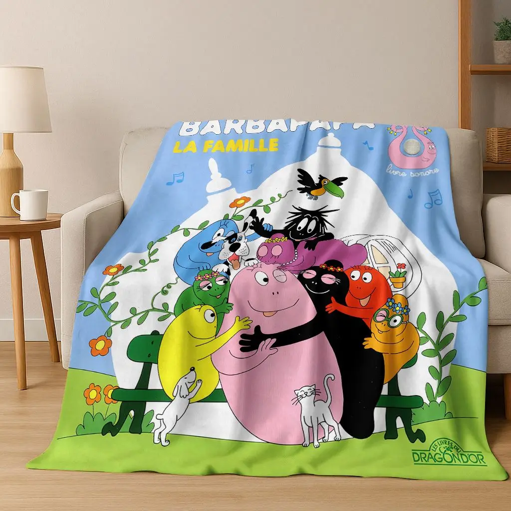 Cartoon Les Barbapapa Barbamama Family 3D Flannel Blanket,Warm and Cozy Soft Throw Blanket for Home Bedroom Bed Sofa Cover Kids