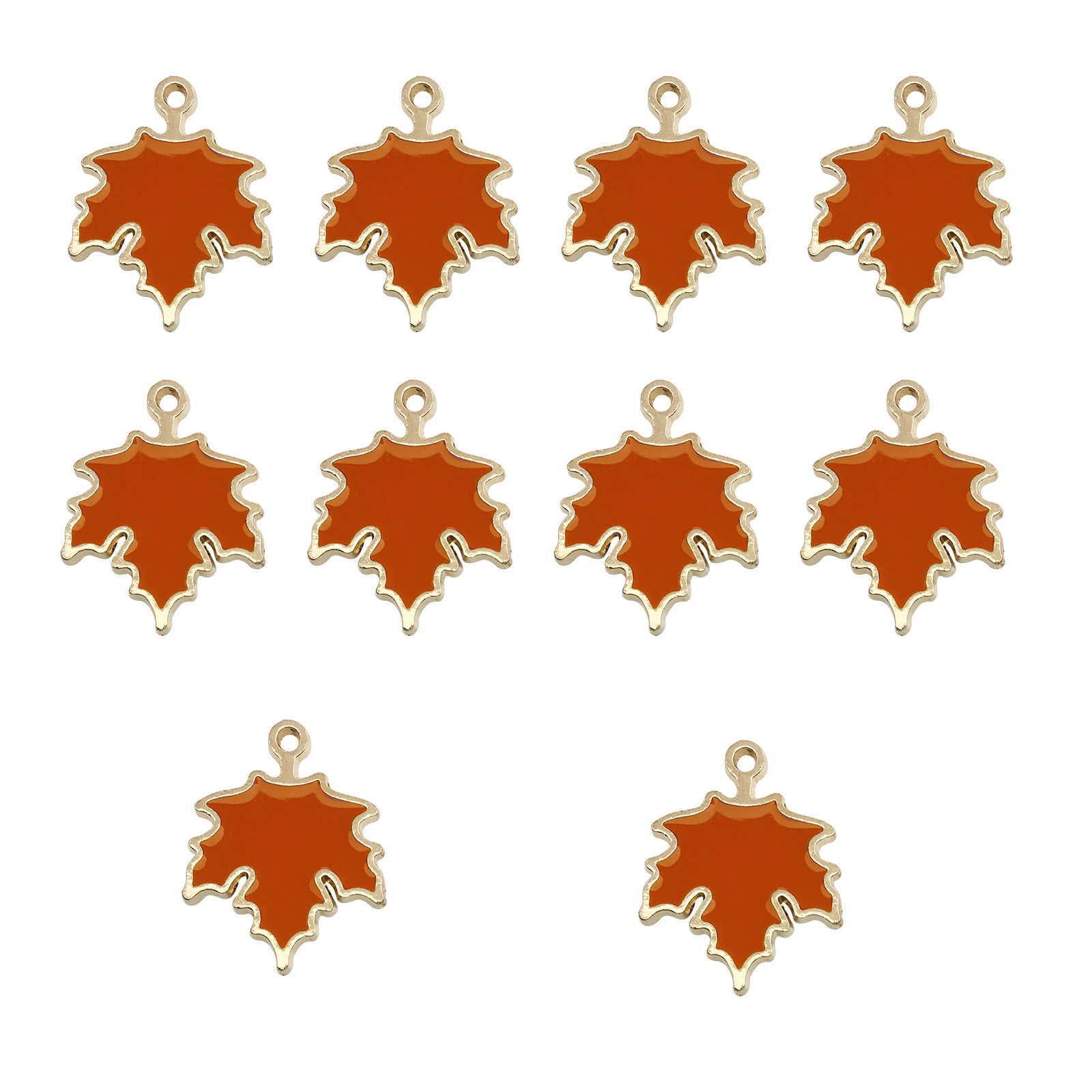 10Pcs Autumn Maple Leaf Charms for DIY Jewellery Making
