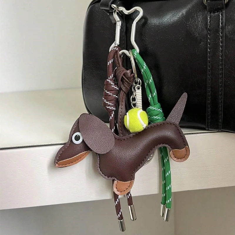 Dachshund Dog Golf Trinket Key Ring Accessories Jewelry Keychain Unique Styles PU Fashion Accessory Daily Use Keychains