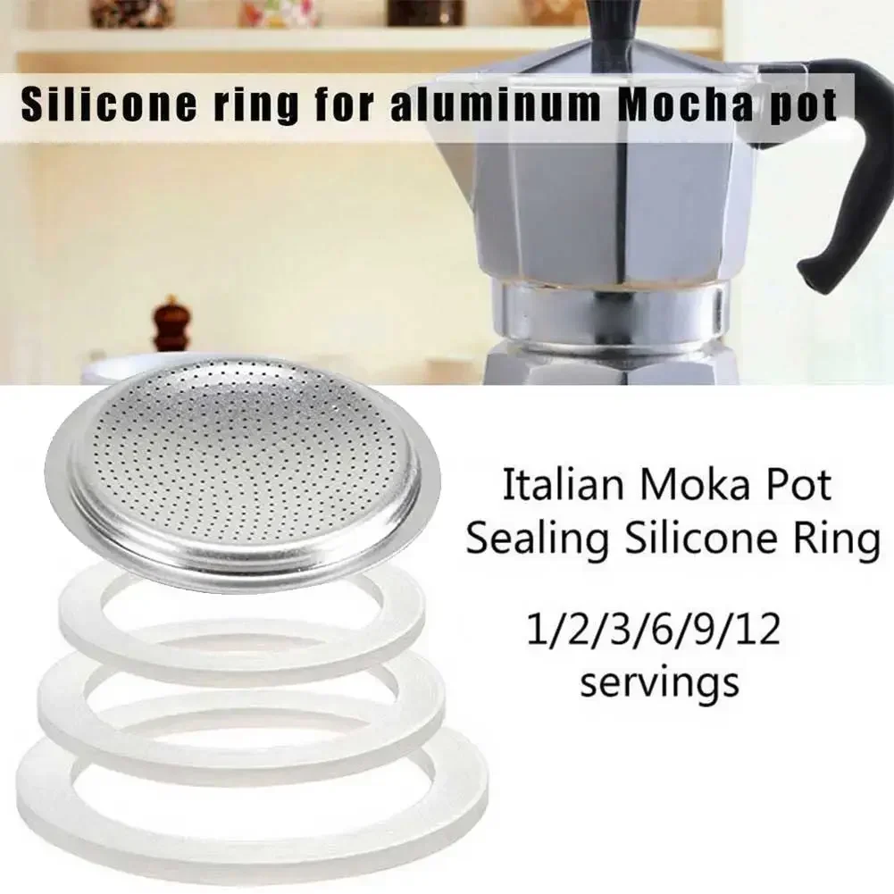 Replacement Gasket Seal For Coffee Espresso Moka Stove Pot Top Silicone Rubber Ring Gaskets With Sieve Coffee Maker Accessories