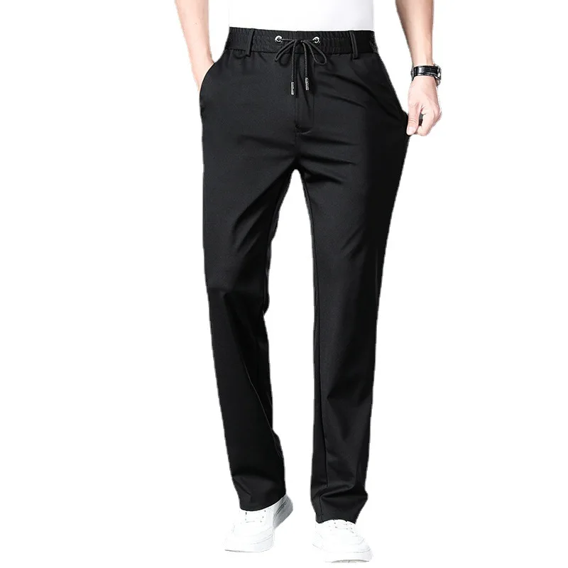 

Male Classic Plus Large Stretch Zipper Pocket 10XL Big Size Men's Summer Casual Pants Straight Fit Elastic Waist Trouser