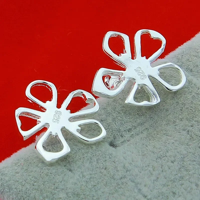 

CHUANGCHENG Earrings rings silver 925 Hollow Flower Stud Earrings for Women Wedding Party Gift Accessories Fashion Jewelry