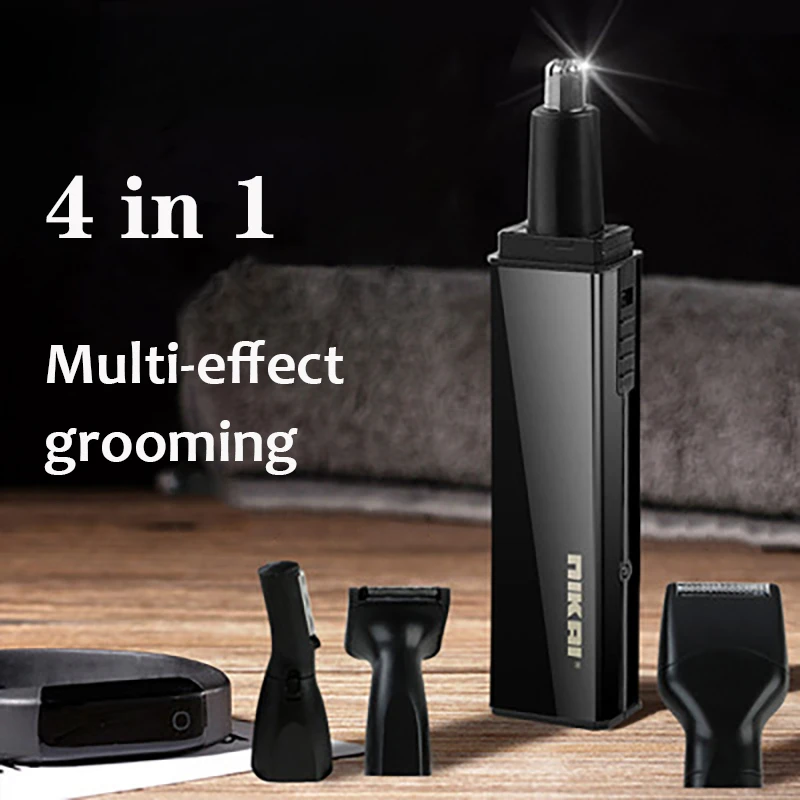 RESUXI NIKAI Men's Electric Nose And Ear Trimmer Personalized Painless Trim Waterproof 4 In 1 Rechargeable Nose Hair Trimmer