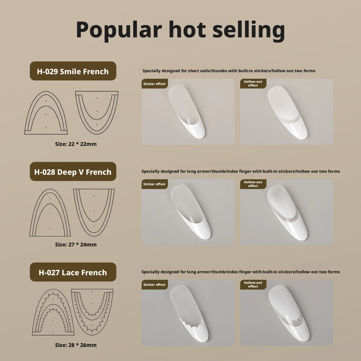 Kaniu Minimalist French Transparent Nail Art Stencils Airbrush Template Hollow French Manicure Decals Nail Decoration