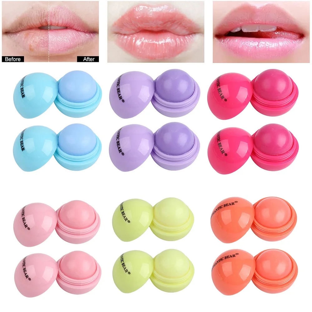 

12Pcs/Lot Round Ball Natural Moisturizing Lip Balm Nutritious Fruit Flavour Colourless Lip Balm Hydration Lips Care