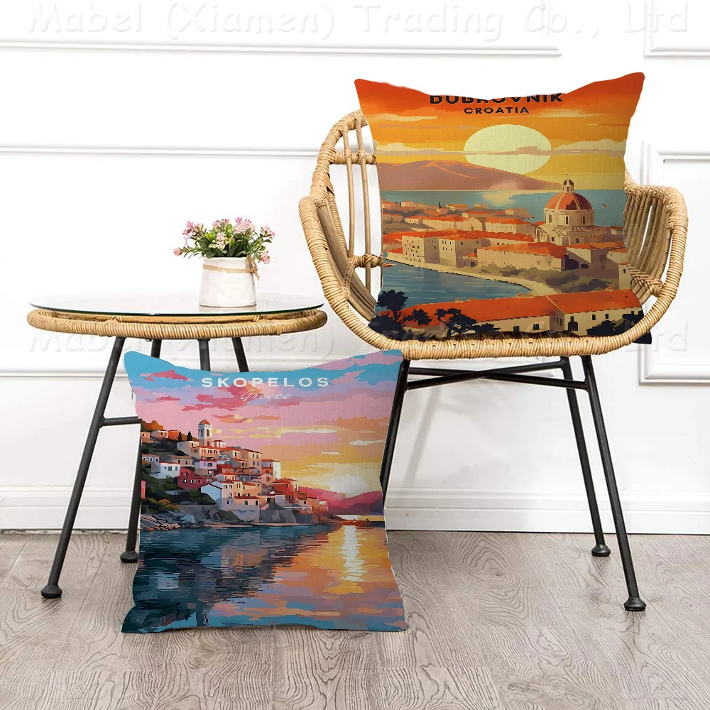 

Tourist City Pillow Gifts Home Office Furnishings Bedroom Sofa Car Cushion Cover Case 45x45cm