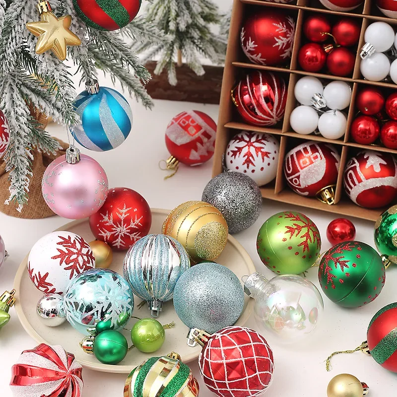 

Cross-border new 42 pieces of Christmas Painted Ball Gift Box 3cm/6cm set Christmas tree decoration ball gift ornament