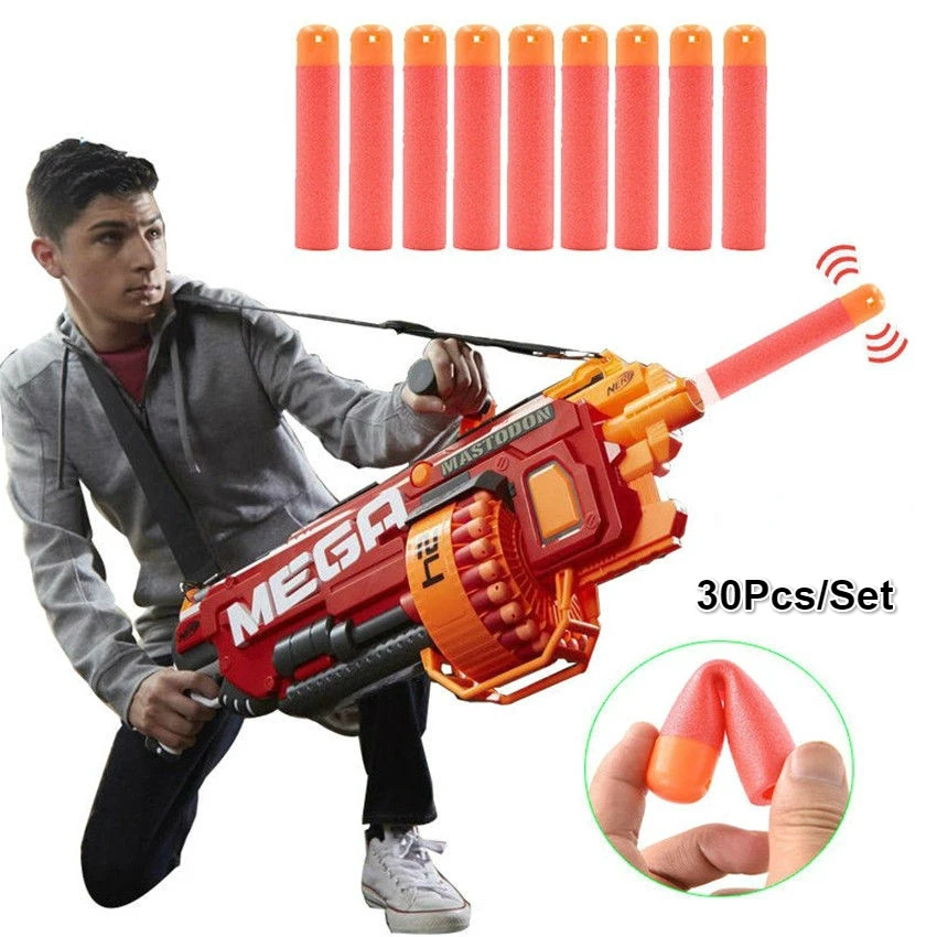 30Pcs Mega para Nerf 9.5cm Red Sniper Rifle Dardos Balas Mega Foam Recarga Dardos Big Hole Head Bullets para N-Strike Mega Series