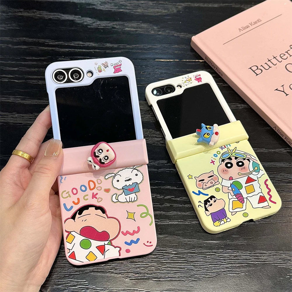 Zabawne etui na telefon z motywem Shin Chan dla Samsung Galaxy Z Flip 7 Flip 6 7 FE Flip 5 Flip 8, koreański modny pokrowiec ochronny w stylu INS. — zdjęcie produktu 2